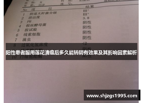 阳性患者服用莲花清瘟后多久能转阴有效果及其影响因素解析